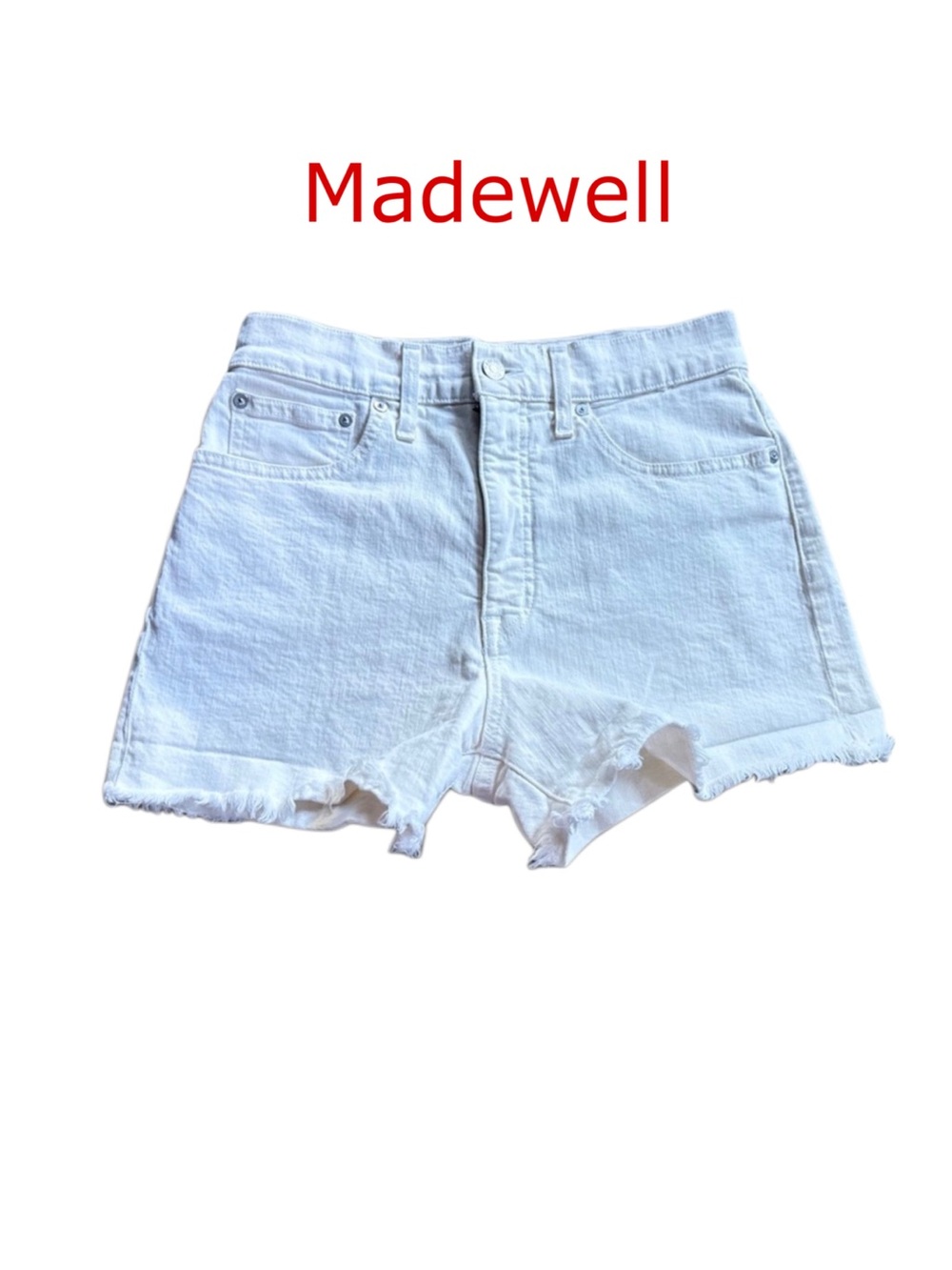 Madewell White Frayed Hem Denim Shorts 27